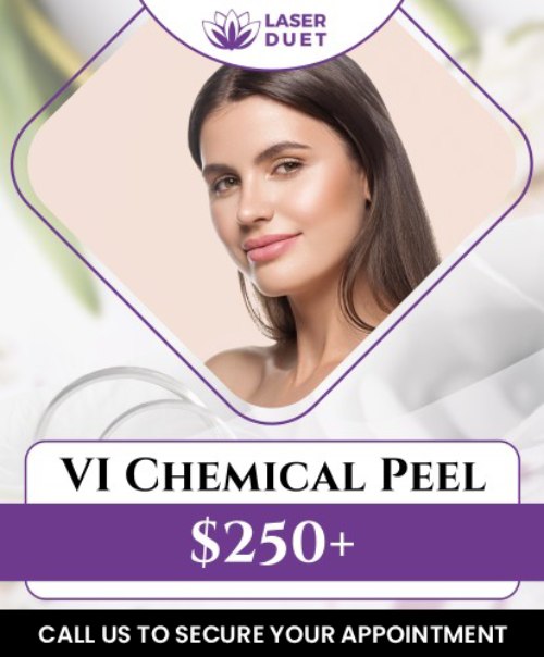 Discover the younger, rejuvenated skin you never knew you had. Come to Laser Duet for our chemical peel treatment. A chemical peel is a skin-resurfacing procedure that removes the top layer of your skin. This can aid in the reduction of wrinkles, dullness, hyperpigmentation, and scarring. For more information, contact us today or book an appointment. Our clinic is conveniently located at 15238 W Warren Ave Ste #A, Dearborn, MI 48126.